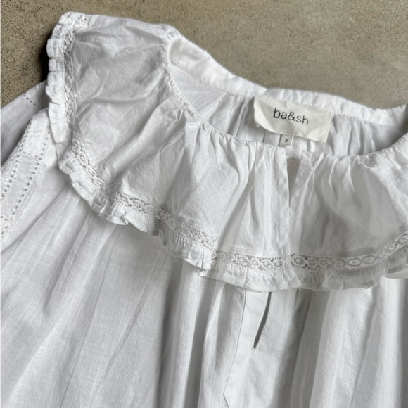 ba&sh White Organic Cotton Ruffle Collar Blouse - Picture 8 of 8